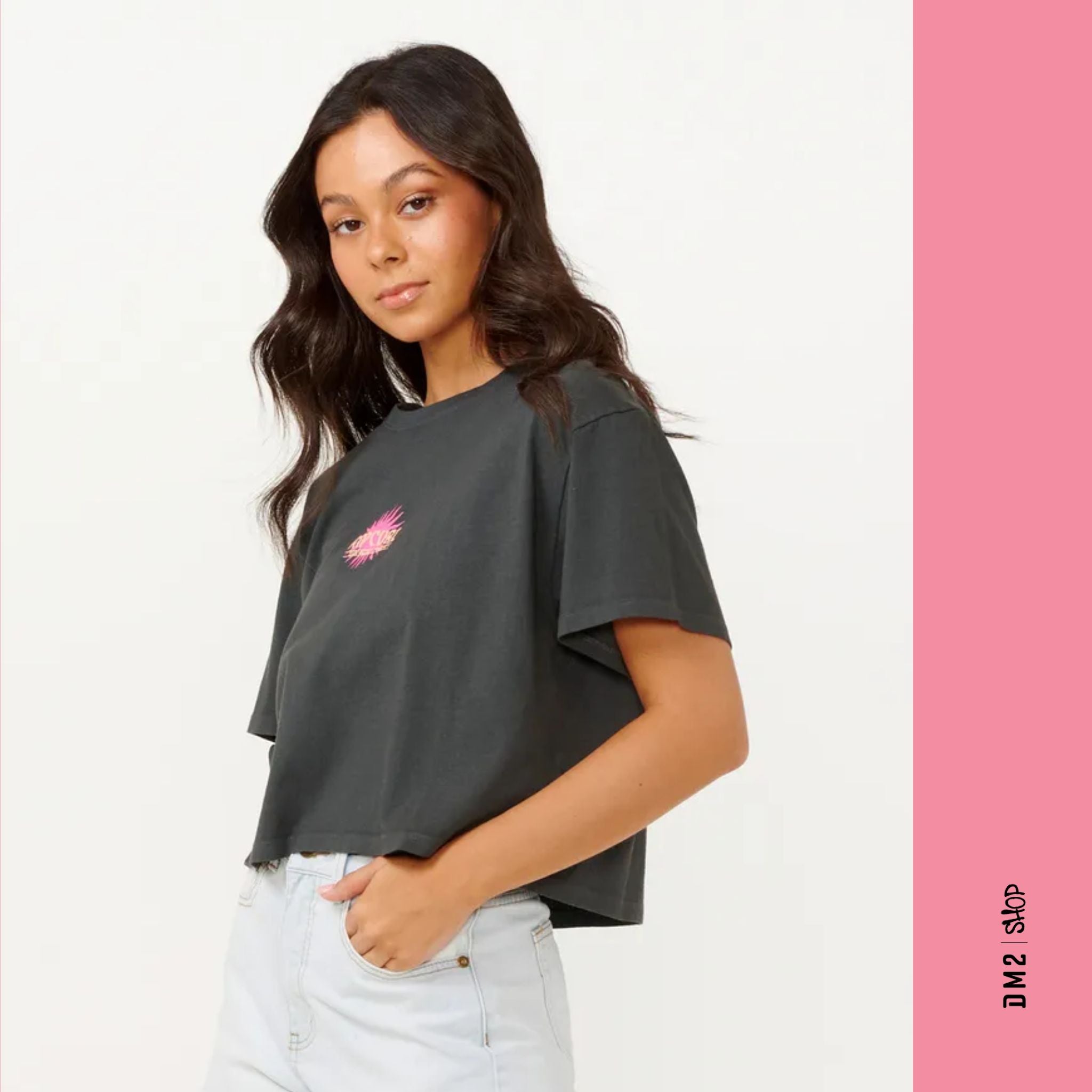 T-SHIRT FEMME HYPE CROP NOIR, RIP CURL