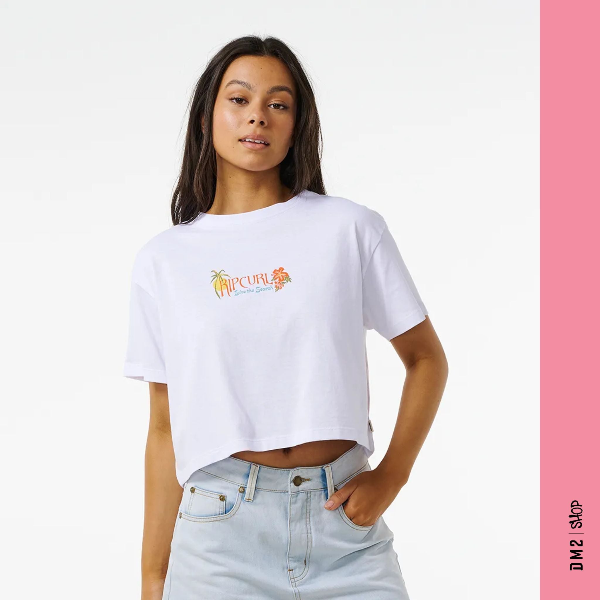 T-SHIRT RIP CURL ISLAND CROP BLANC