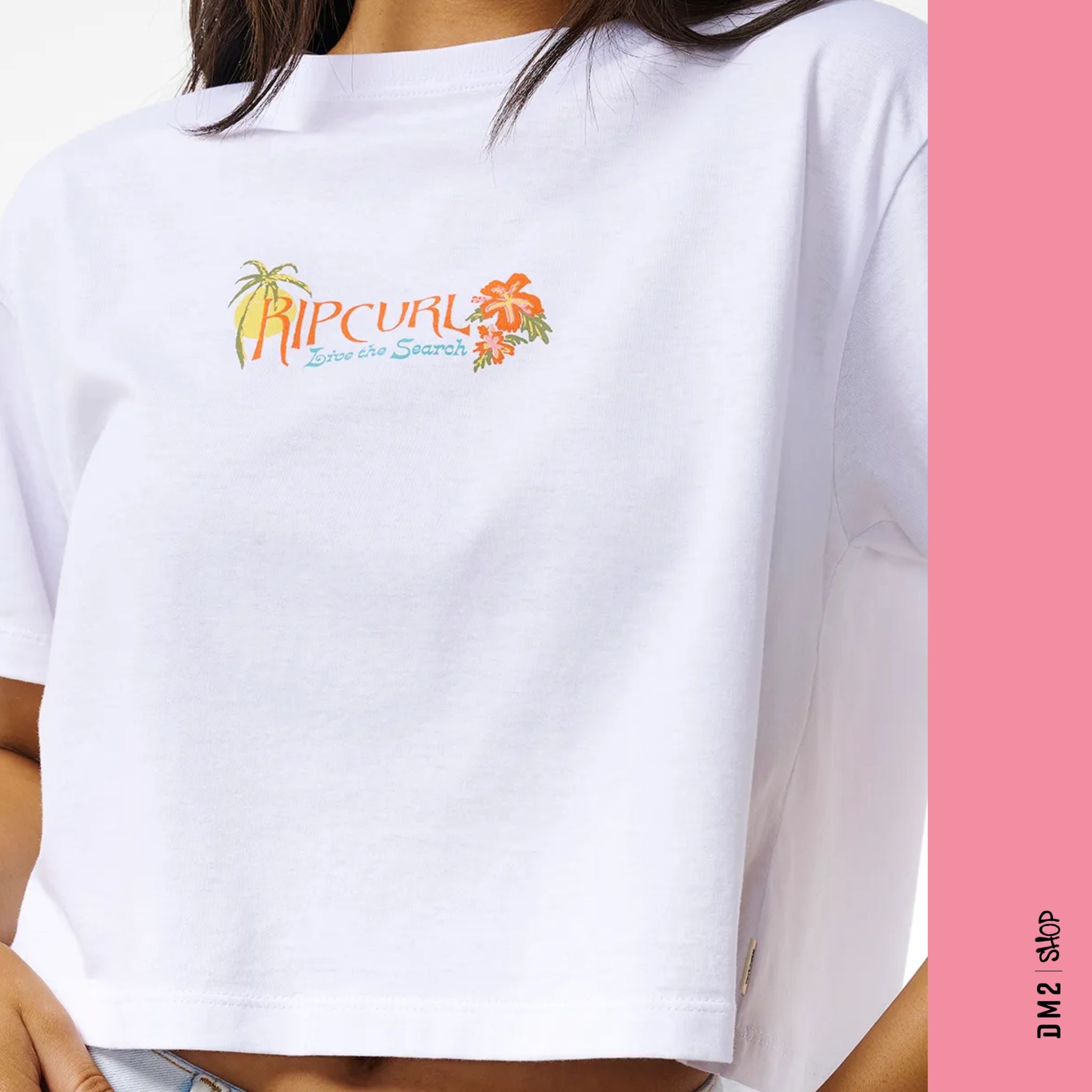 T-SHIRT RIP CURL ISLAND CROP BLANC