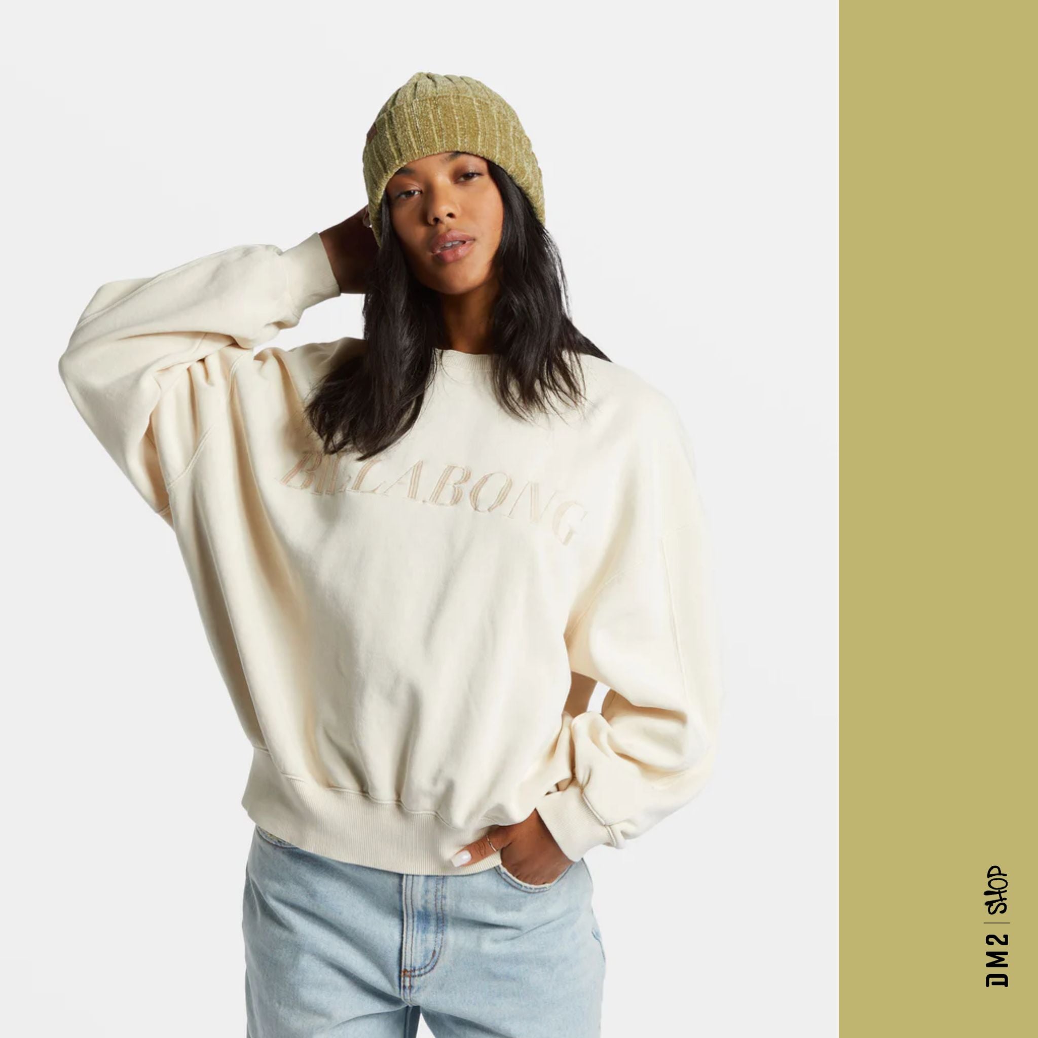 CREWNECK BILLABONG PALMIN KENDAL FEMME WHITE CAP