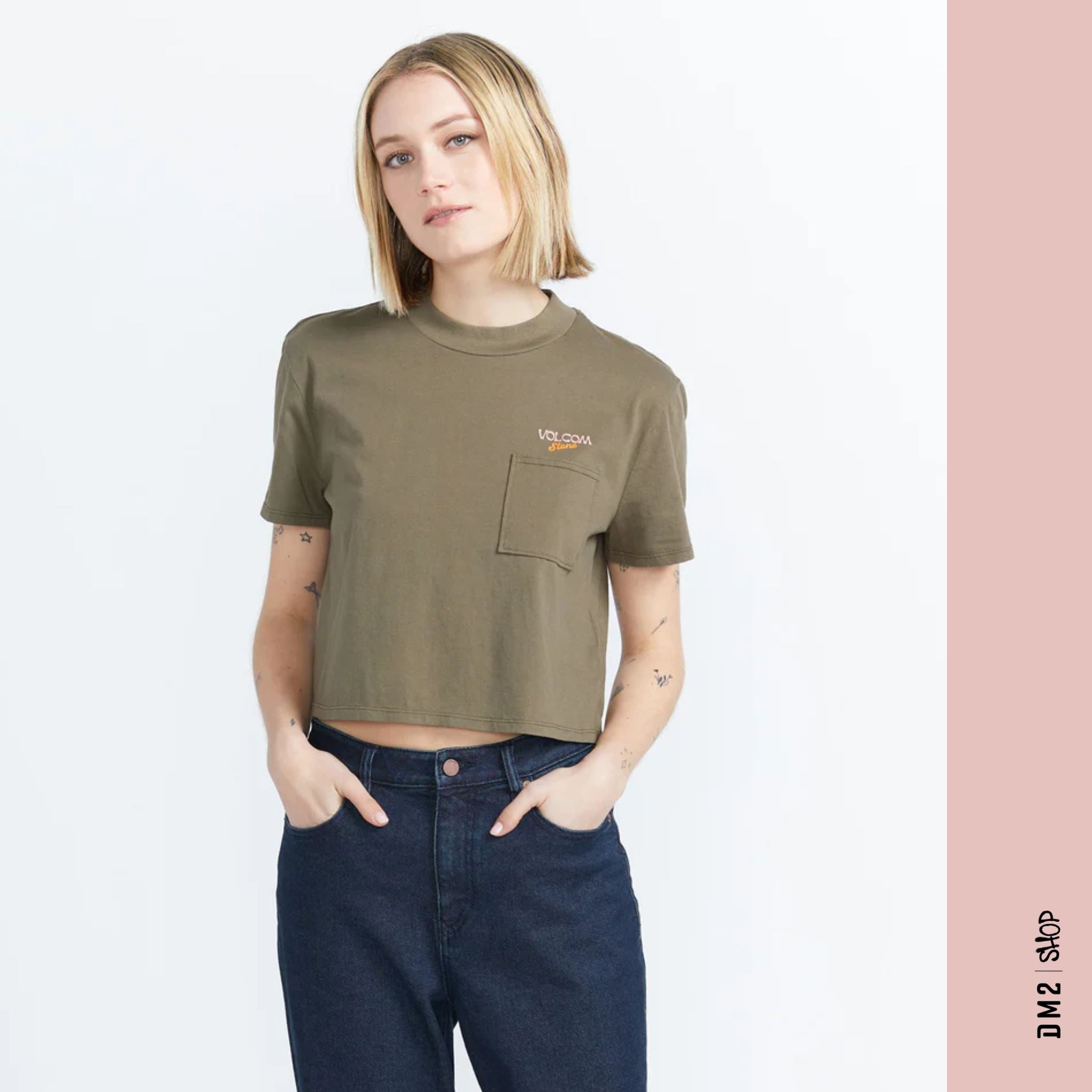 T-SHIRT FEMME POCKET DIAL ARMY, VOLCOM