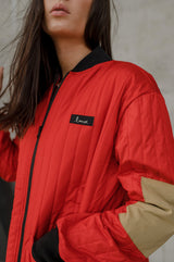 LOUVE CITY COAT - QUILTED BOMBER RED