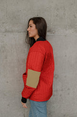 LOUVE CITY COAT - QUILTED BOMBER RED